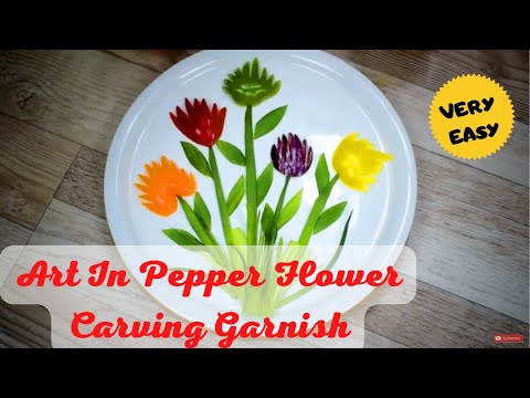 Art Capsicum Flower, Capsicum Carving for Garnish and Decor for plates