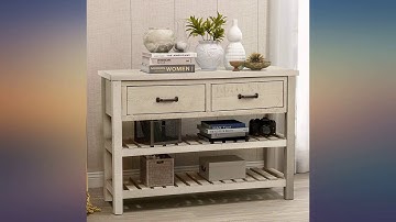 Sofa Table Retro Style Console Table for Entryway with 2 Drawers and Shelf Living review