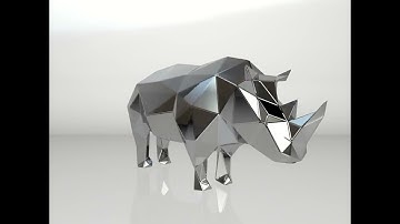 Template for DIY metal sculpture, Pattern of a rhino low poly model in DXF and PDF Format Blueprints