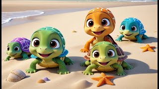 Ten Tiny Turtles Crawl Along | Fun Counting Song for Kids | Playful Turtle Adventure Rhyme