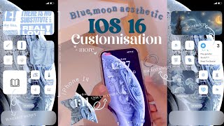 Blue moon aesthetic theme🩵🌙| IOS 16 customisation | iPhone 14🌌cute wallpaper,widgets,icons + more