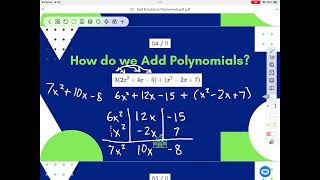 NC Math 3 - Adding & Subtracting Polynomials