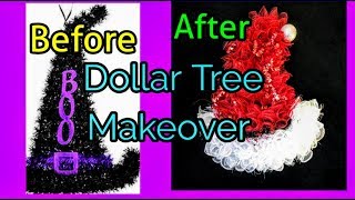 🌳Dollar Tree witches hat MAKEOVER into SANTA Hat 🎅