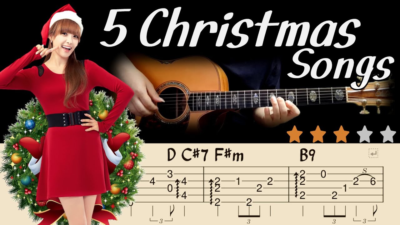⛄5 Christmas Songs Fingerstyle Guitar Tutorial🎄Tabs &ChordsㅣCarol
