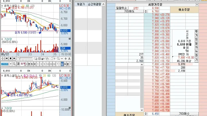 [호가창] 휴맥스홀딩스 (028080) 2023-5-23 (+11.50%) 호가창 풀타임
