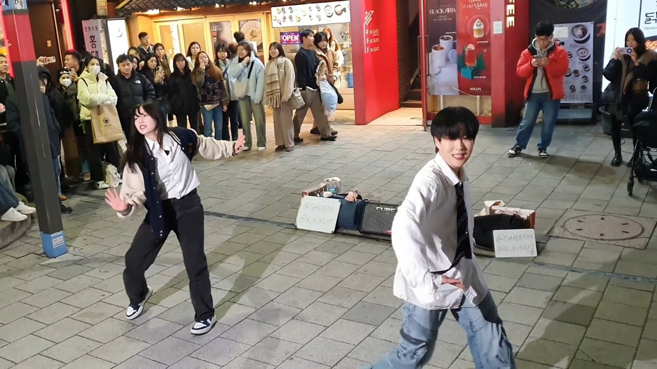 [STREET ARTIST] YU KAGAWA & HYOJIN. INTERACTIVE HONGDAE BUSKING. 240111.