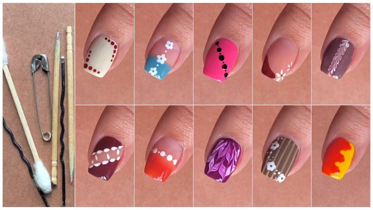 10 Easy Nail Art Designs for Beginners | Step by Step at Home (No Tools Needed)