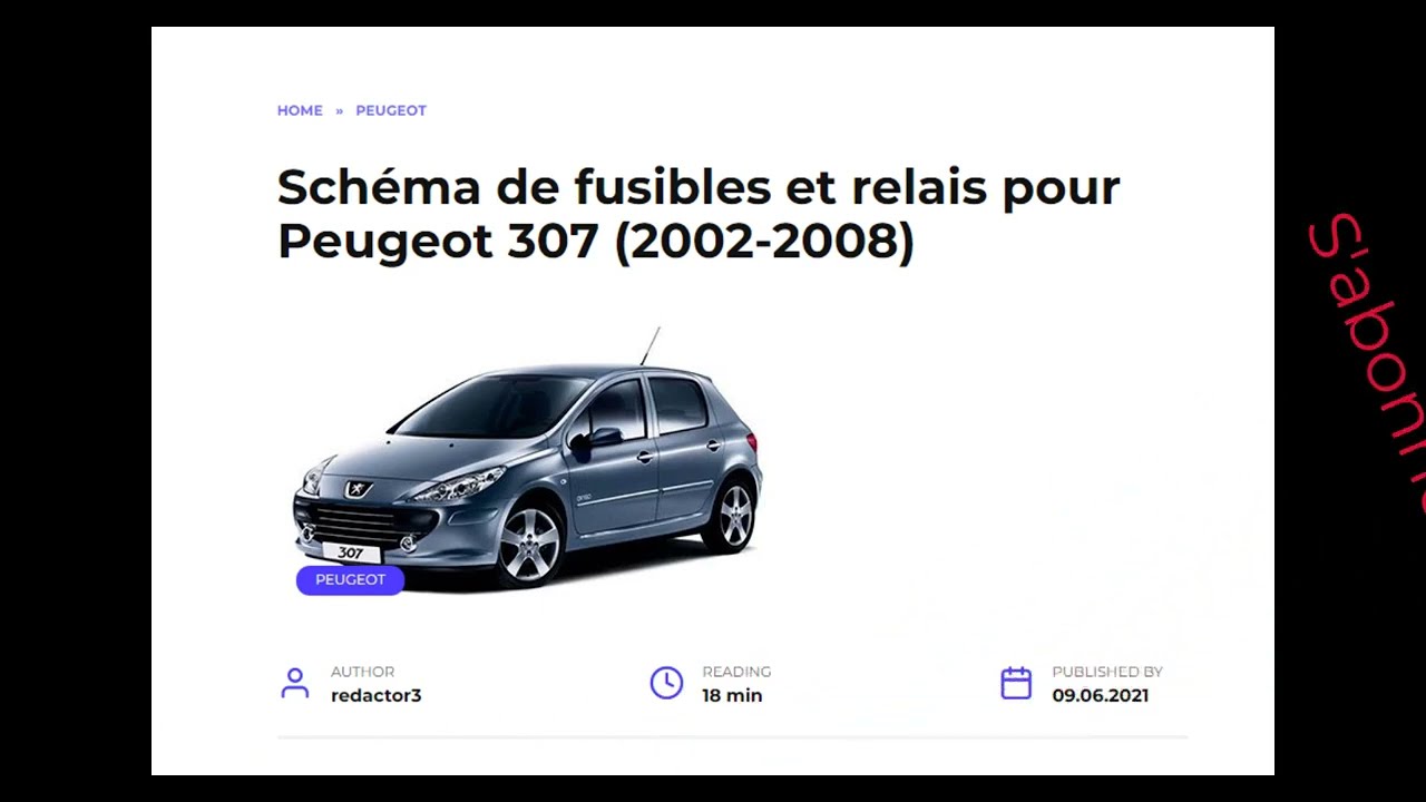 Schéma de fusibles et relais pour Peugeot 307 2002 2008 - YouTube