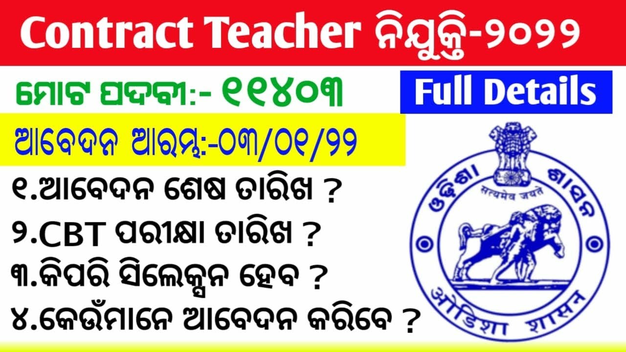 Contractual High Teacher Recruitment-2022 || 11403 New Teacher Vacancy