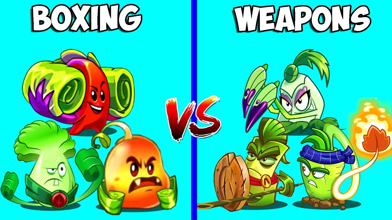 Team 3 Plants BOXING vs MELEE WEAPONS Who Will Win? PvZ 2 Team