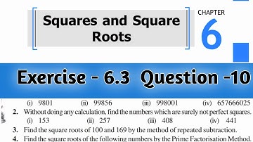 ex 6.3 q 10 class 8th maths - squares and square roots | ncert solutions rbse cbse