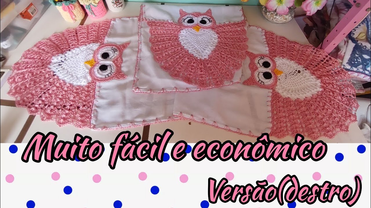 📢 tutorial passo a passo pano prato com coruja em crochê/versão destro #crochet #crochê #croche