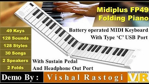 Midiplus FP49 Folding Piano Keyboard || Tones & Styles Demo || 49 Keys Lightweight Portable Keyboard