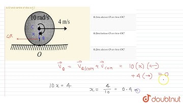 A disc of radius `0.2 m` is rolling with slipping on a flat horizontal surface, as shown in Fig....