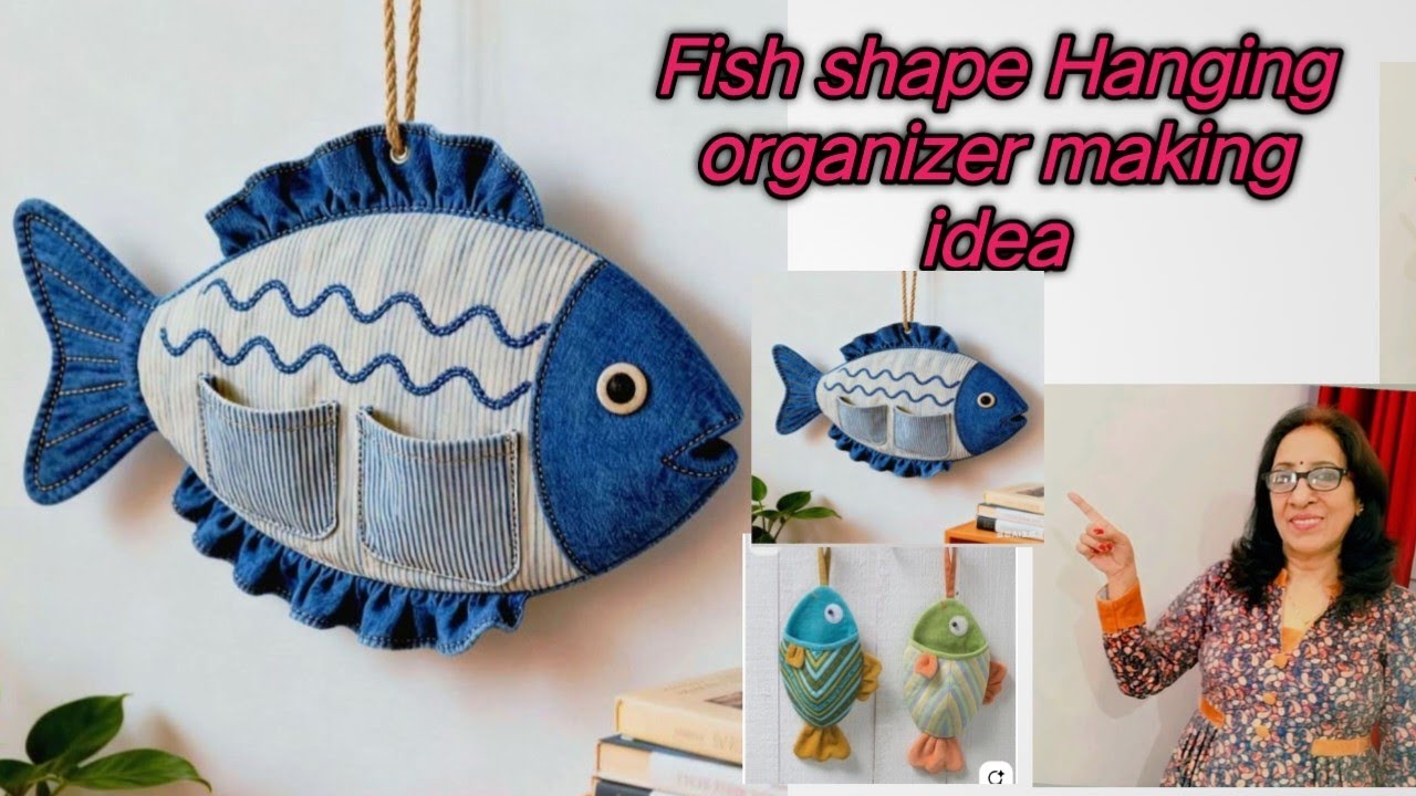 🔥 wow 😲 Fish shape hanging organizer making at home /old jeans se देखो आज मैंने क्या बनाया 👌👍👍