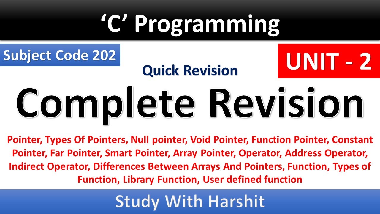 Unit - 2 C Programming | BCA 2nd Semister | CCSU | BCA 202 Complete ...