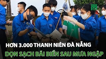 Hơn 3.000 thanh niên Đà Nẵng dọn sạch bãi biển sau mưa ngập | VTC14