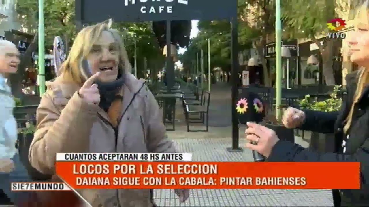 La cábala de Canal Siete. Daiana sigue pintando bahienses en la previa del partido de la selección