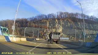 Semi truck lane change last second.