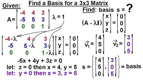 Linear Algebra: Ch 3 - Eigenvalues and Eigenvectors (13 of 35) Basis=? for a 3x3 Matrix: Ex. 2
