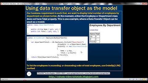 Part 29 Using data transfer object as the model in mvc