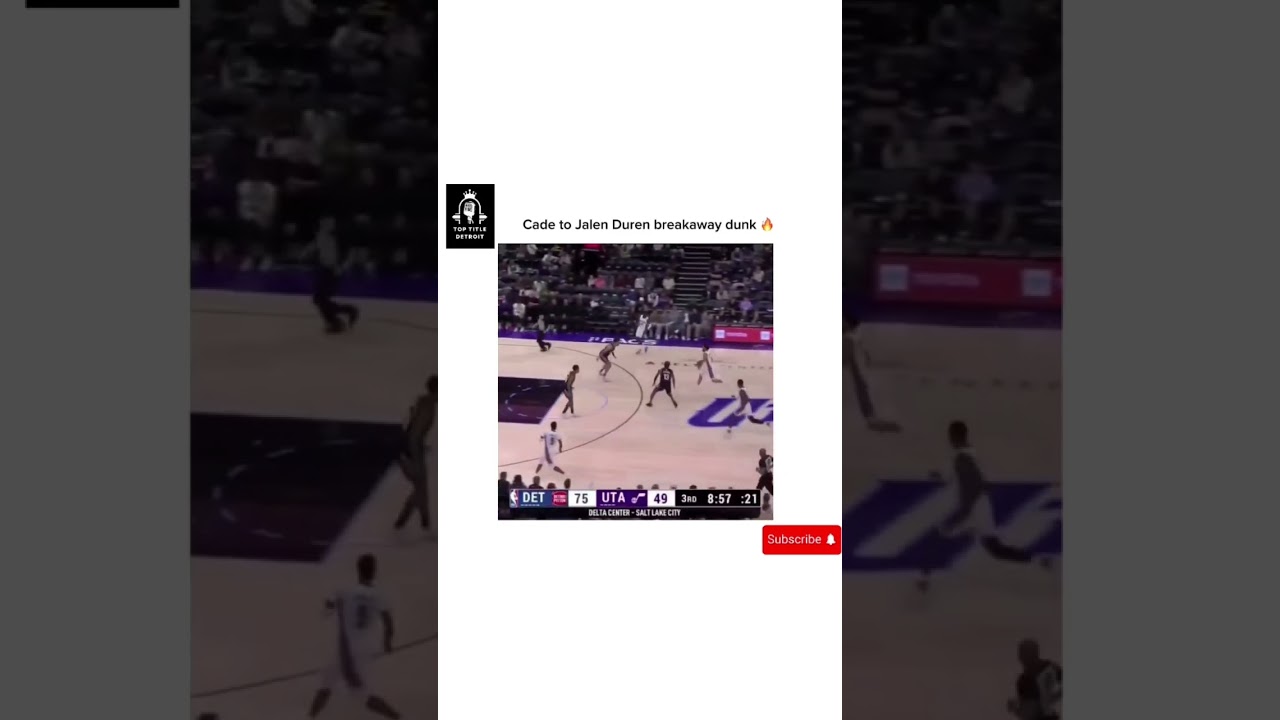 Cade Cunningham to Jalen Duren breakaway dunk vs Jazz 🔥🔥🔥 