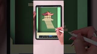 Japanese Garden Paper Cut Design in #procreate