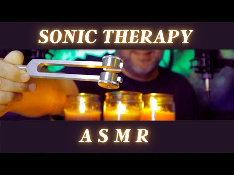 TUNING FORK SONIC THERAPY ASMR .. no talking asmr ..male asmr ..layered sounds ..tuning fork asmr