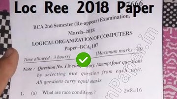 2018 Mdu BCA 2nd Sem Reappear Logical Organization of Computer Question Paper