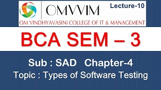 BCA sem-3 | SAD | Chapter-4 | Types of Software Testing | Omvvim College Morbi