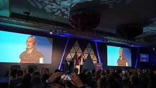 Sophia the Robot and Ben Goertzel at Malta Blockchain Summit 2018