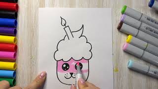 How to draw a Birthday Cupcake