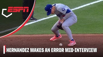 Enrique Hernandez makes an error during in-game interview | ESPN MLB