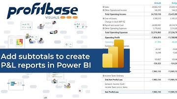 Add subtotals to create P&L reports in Power BI with Profitbase FRM