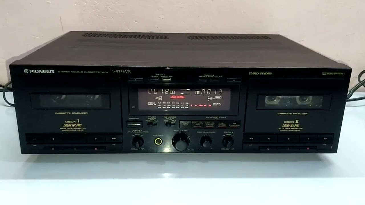 Pioneer T-535WR ダブルデッキ カセットデッキ PIONEER T-535WR stereo double cassette double recorder deck - YouTube