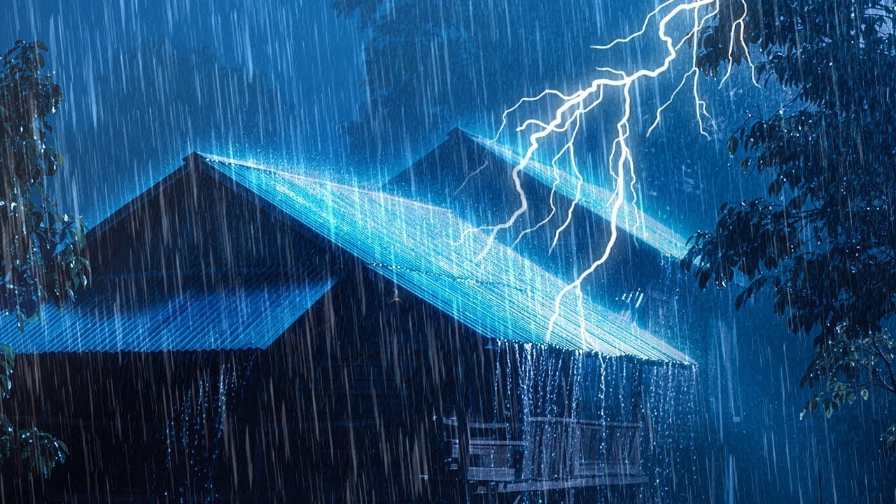 Drift into Sleep Instantly with Heavy Rain and Thunderstorm Sounds on Tin Roof in the Peaceful Night