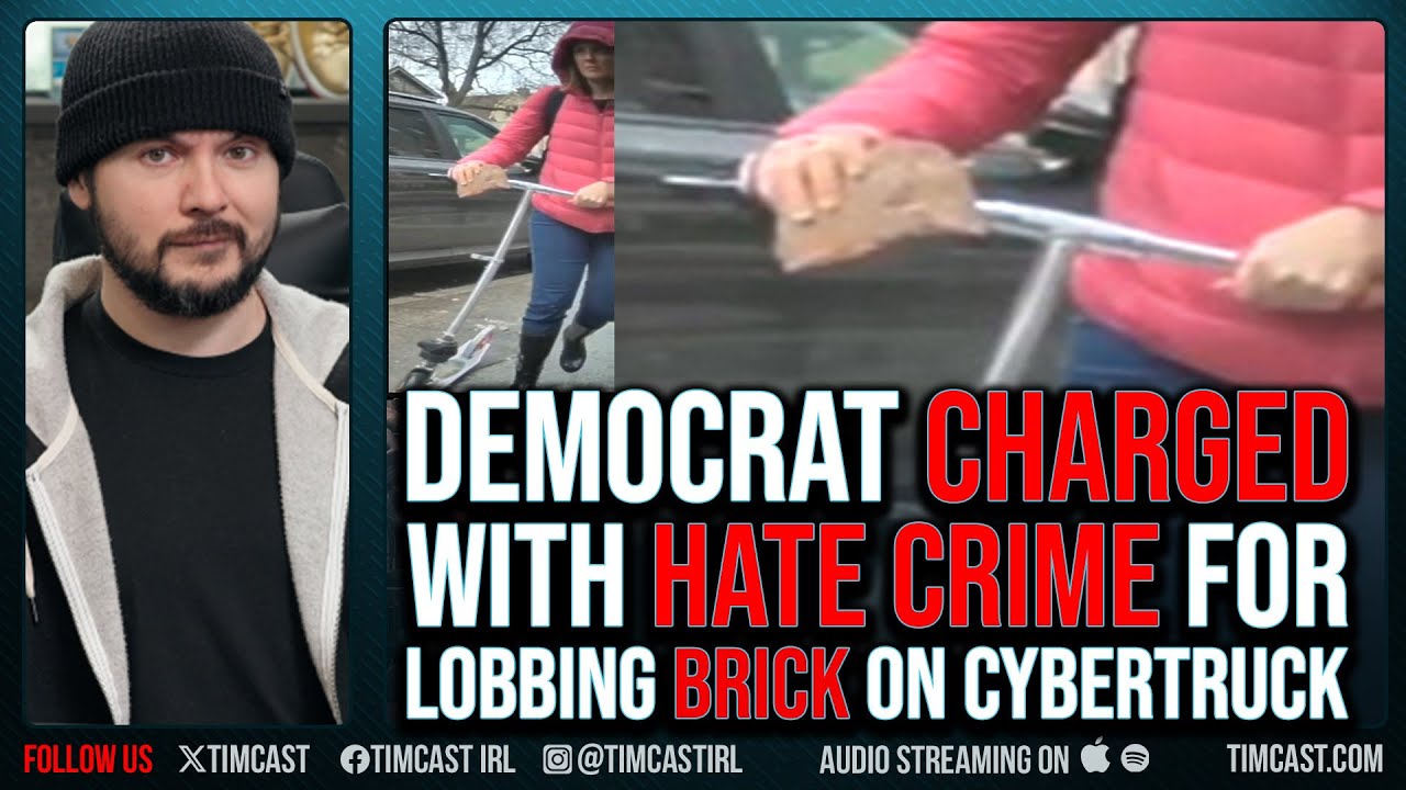 Liberal Woman Charged With HATE CRIME For Lobbing Brick Onto Cybertruck In NYC, GLOVES ARE OFF