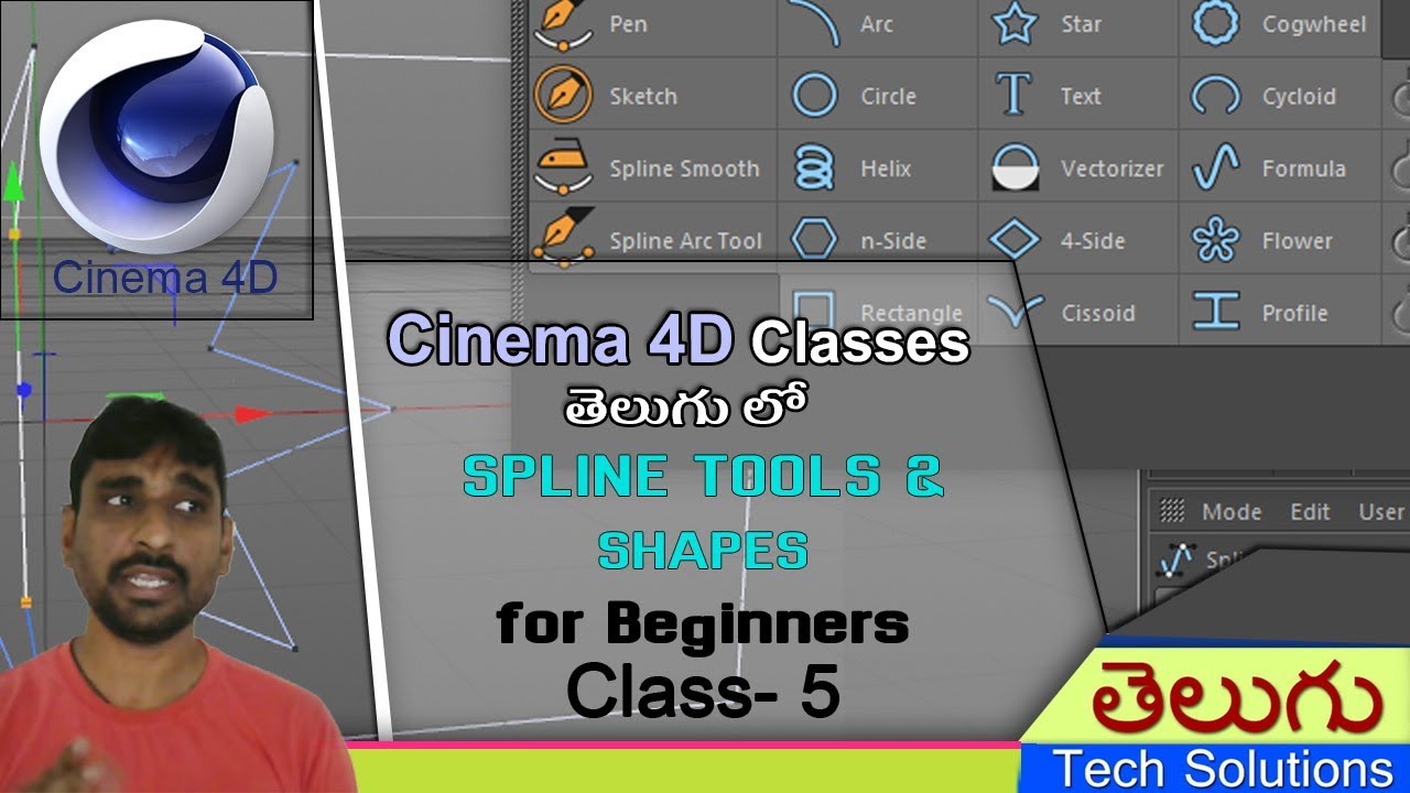 Cinema 4D Splines and Shapes | Class- 5 | Cinema 4D in Telugu!!! c4d ...