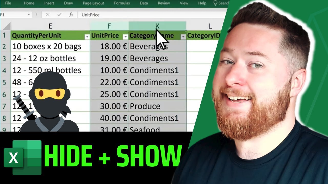 How to Hide and unhide columns in Microsoft Excel in under 60 SECONDS ...