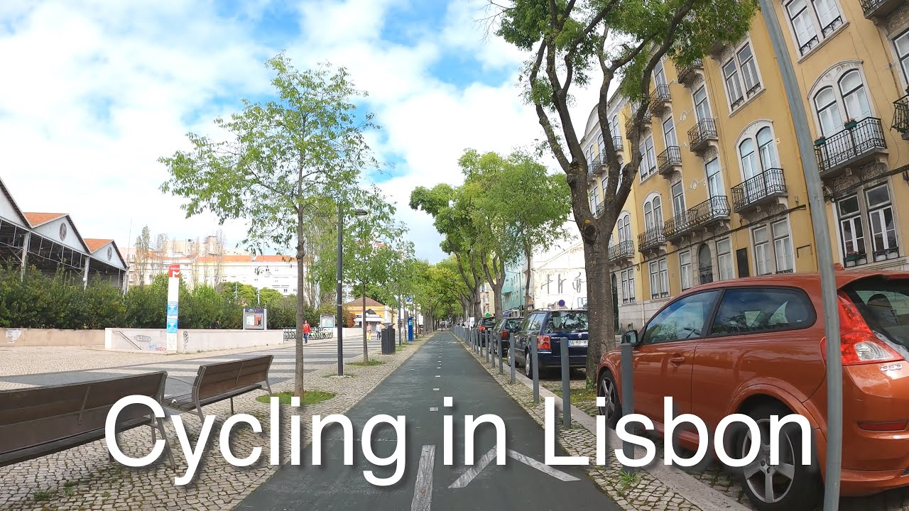 From El Corte Ingles to Roma Avenue - Cycling in Lisbon during the quaratine - 4K Ultra HD