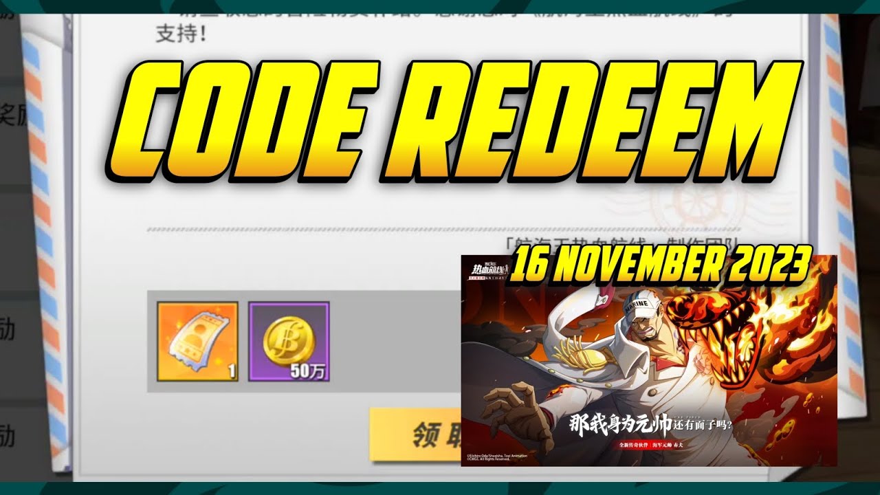 Picturecode One Piece 💰 New November Code Redeem 1 Tickets • One Piece Fighting Path - YouTube