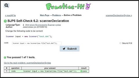Java Practice It || 6.2 scannerDeclaration || file processing, scanner, syntax, debugging