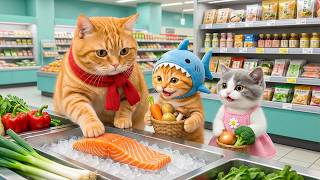 Ginger Kitten & Little Sister Go Grocery Shopping with Mama Cat & Buy Fresh Veggies! 🛒🥦 screenshot 4