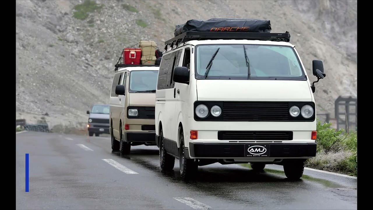 昭和レトロ　AMJハイエース　中古のハイエースを購入して私たらが一から作りました。　不登校だった息子が何をやっても行かなかったのにモトクロスやらせたら学校へ行くようになったお話。