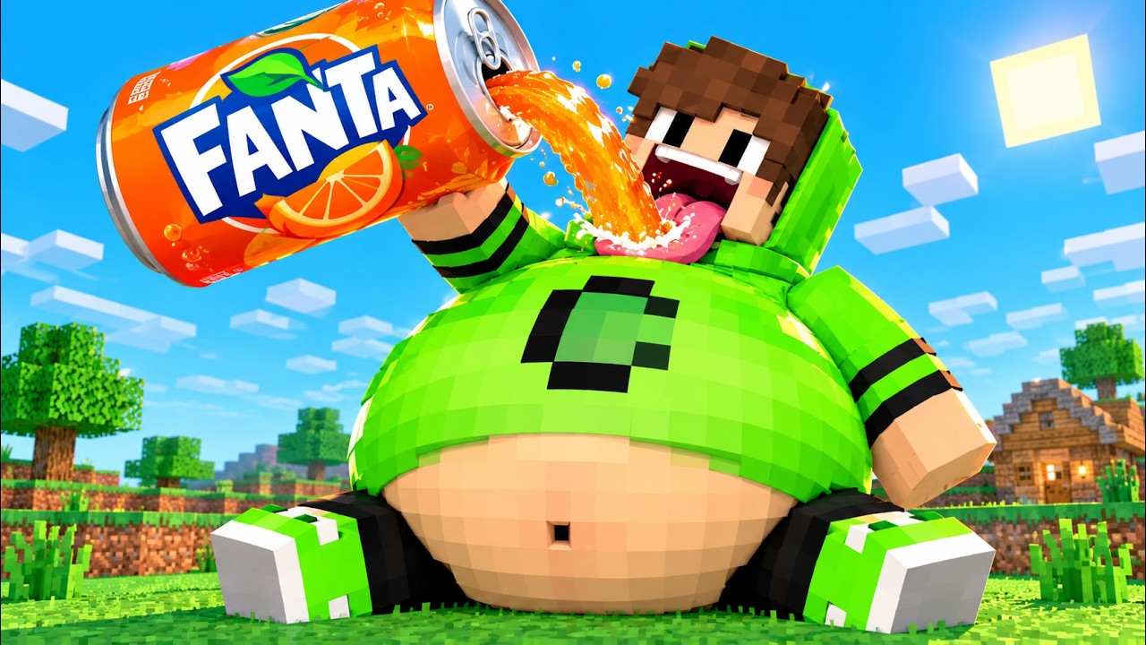 Fiquei GIGANTE de TANTO BEBER FANTA no Minecraft!