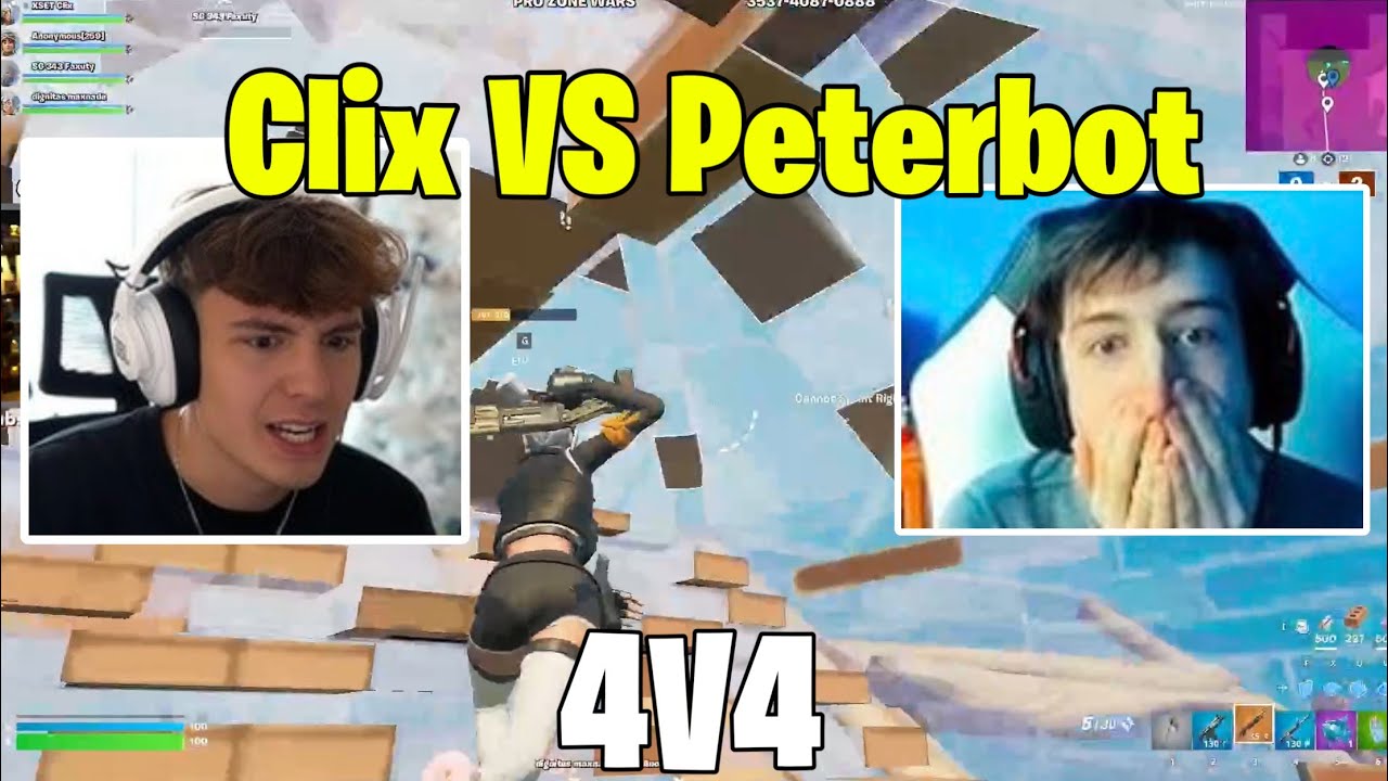 Clix Eomzo Khanada Faxuty VS Peterbot Reet Fraantic Ritual 4V4 Zonewars (Fortnite Wager)!