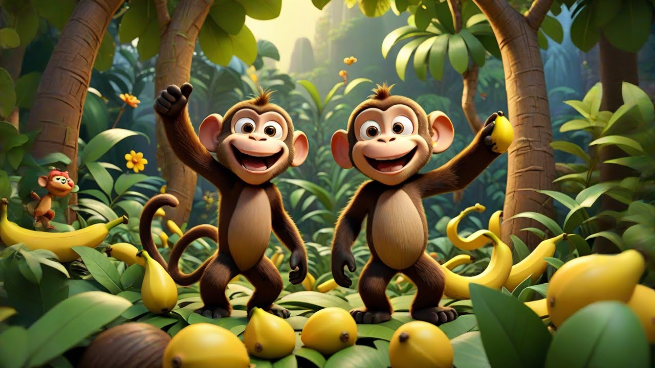 Four Silly Monkeys Swing and Giggle | Jungle Counting Song| Nursery Rhymes and Preschool Learning