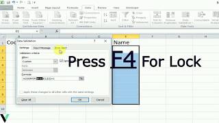 How to Custome Data Validation in excel || Set Character || Text Length & Custom Formula by VLearn
