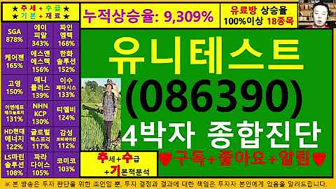 유니테스트(086390)4차원종목진단및향후주가전망 추수기(추수)전문가