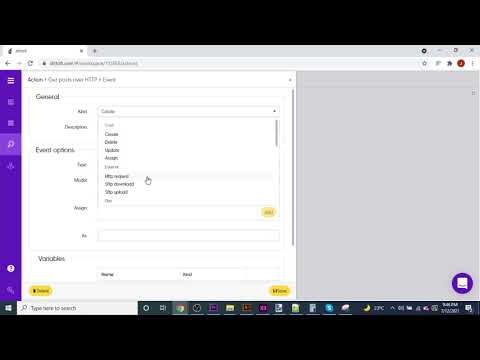 Setting up HTTP request using an endpoint, action & event